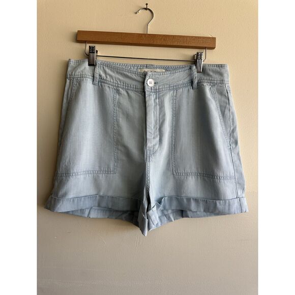 cloth & stone Pants - Anthropologie Cloth & Stone Chambray Tencel Shorts Women’s M Zip Fly